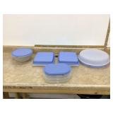 Set of 2 blue deviled egg containers veggie tray without lid