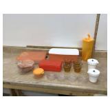 Orange Tupperware clear coasters assorted items