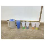 Plastic pitcher and cups