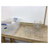 Large glass in tote with lid