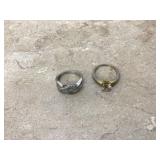 2 STERLING SILVER RINGS - GOLD & SILVER