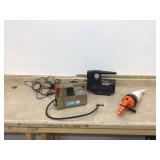 Inflates tires cleans car