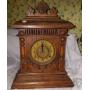 Antique oak mantel clock with chime & key