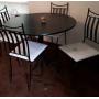 Round dining table with four chairs wrought iron