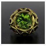 14kt Gold Round 4.00 ct Peridot Ring