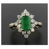 14kt Gold Natural Emerald & Diamond Ring