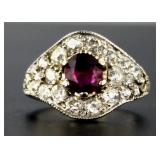14kt Gold Antique European Ruby & Diamond Ring