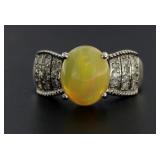 14kt Gold 2.00 ct Ethiopian Opal & Diamond Ring