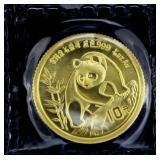1980 China Panda 1/10 .999 Pure Gold Coin
