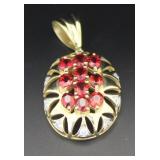 10kt Gold Orange Sapphire & Diamond Pendant