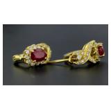 18kt Gold Natural 2.70 ct Ruby & Diamond Earrings
