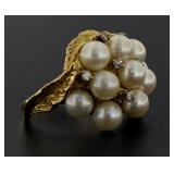 14kt Gold Quality Pearl & Diamond Ring