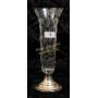 Etched glass 10" vase; sterling weighted base