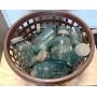 Basket full of blue Ball jars