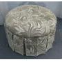 Deco Palm Fabric Buttoned Storage Ottoman 16Hx26"D