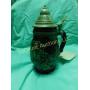 German stein, green, lidded, 9"