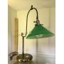 VINTAGE DESK LAMP, BRASS W/CASED SHADE