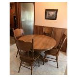 Round Oak Table with 4 Chairs