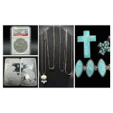 Gold & Sterling Silver Jewelry, Graded Coins