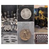 Fountain Pens, Antiques, Gold/Silver Coins, Jewelry, Sterling Flatware, Carson City Morgan Dollar