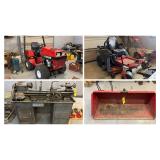 Steiner Tractor, Lawn Mowers, Machinist Tools, And Shop Equipment