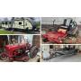 Keystone Camper, Alumacraft Bass Boat, Ferris Zero Turn Mower, Farmall Cub, Tools and Equipment, Household and Collectibles