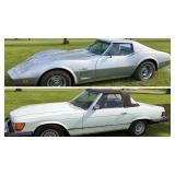 1974 Chevy Corvette Stingray, 1979 Mercedes Benz SL450, Bessemer 25 HP Hit & Miss Engine, Decorative Wagon & Grain Drill
Online Only 