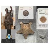 Gold And Silver Coins, 1800s And 1900s Political And Military Buttons, Designer Purses, Gold And Silver Jewelry