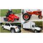 Ariens Zero Turn Mower, Kubota Wheel Loader, International Box Truck Nissan &amp; Ford Trucks, Cargo Trailer, Collector Tractors, Construction Tools