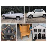 1998 Ford F150, 2012 Fiat 500, Push Mowers, Doll Houses, Tools, Stamps