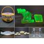 Heisey Glass, Longaberger Baskets, Boyd's Animals, Antique Furniture, Northwood Custard