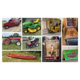 MF 35 Tractor W/ Finish Mower, 2001 Ford E350 Work Van, AC 30 Forklift Zero Turn Mower, JD X740 Mower, Lawn Equipment, Old Pinball & Bowling Machines 