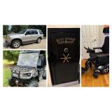 2004 Ford Explorer, 2023 American Landmaster EV UTV, (2) Large Safes, 2024 Permobil Corpus MS Mobility Chair, AX05 Lift Chairs
