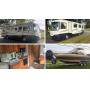 Clean 2003 Coachman Cross Country 36 Ft. Motorhome Cummins Pusher 57K Miles Slide-out Generator Etc., 1985 Sunrunner Boat with 260 Mercury Cruiser
Online Only 