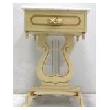 Ornate Pedestal Table w/Marble Top & One Drawer