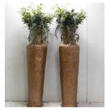 Two Extra Tall Floral Urns w/Artificial Foliage
