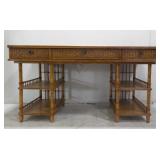 Rattan & Bamboo Desk w/Three Drawers