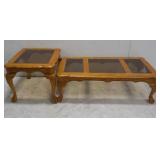 (2) Glass & Wood Living Room Tables